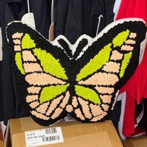 5/$15 Butterfly Shaped Pillow with Black and Green Design